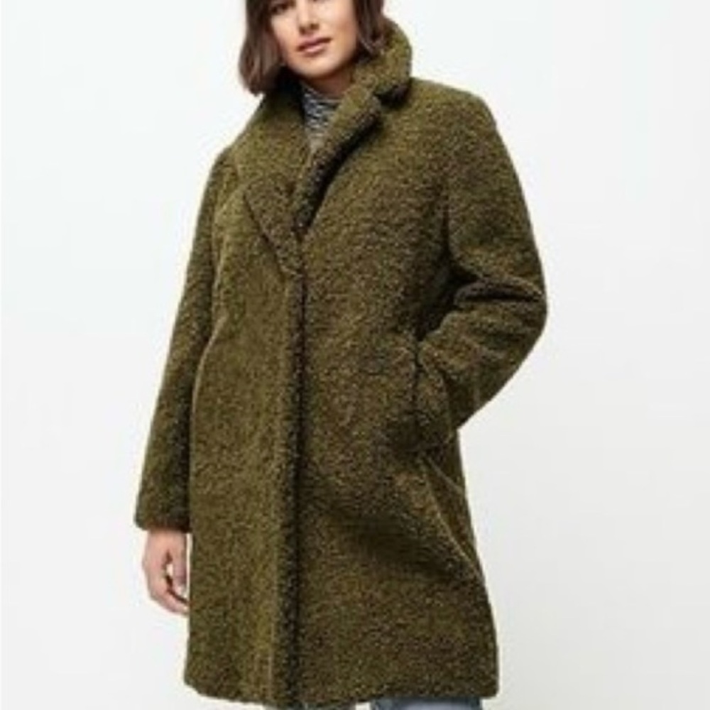 No signs of wear J. Crew olive green Teddy coat